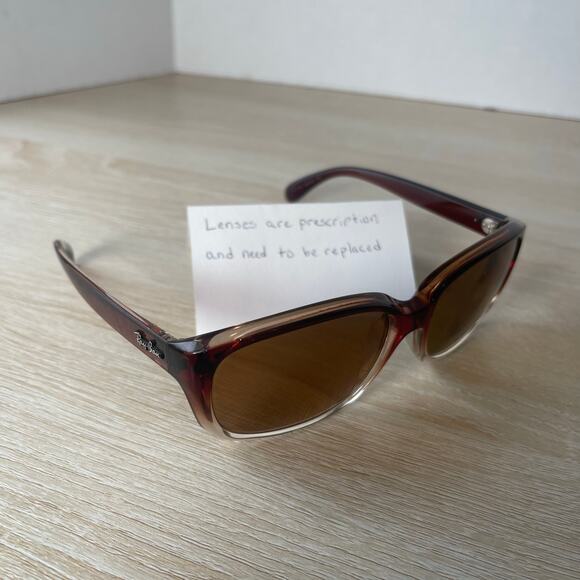 Ray-Ban RB4161 821/51 Sunglasses Red Transparent FRAMES ONLY Italy - Picture 1 of 8